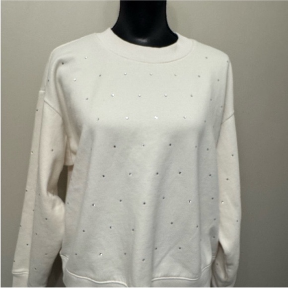 A New Day Women’s White Embellished Long Sleeve Sweatshirt L - Picture 1 of 9